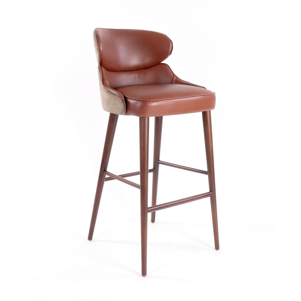 Norton Barstool - BM-4078 (Custom, Fabricut Contract, Fabricut Contract, Fabricut Contract, No, No, No, No, No, Plastic Glides, No, Brass, Brass, Standard, 30” - Footrest Height at 12")