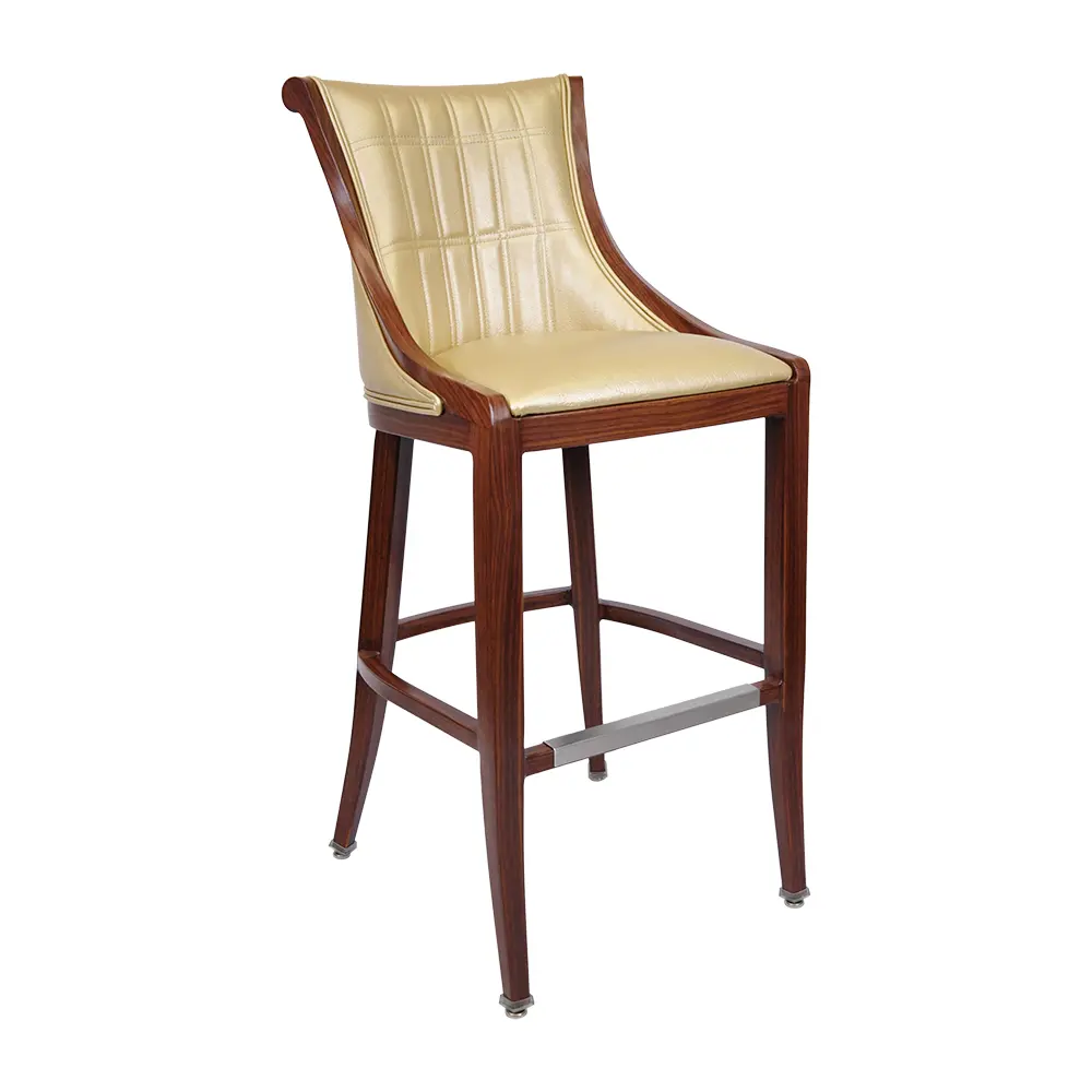 Lyon Barstool - BA-3823 (Custom, Blessing Beige-TS 1820-03, Blessing Beige-TS 1820-03, Blessing Beige-TS 1820-03, No, No, No, No, No, Deluxe Metal Glide, No, Brass, Standard, 30” - Footrest Height at 12")